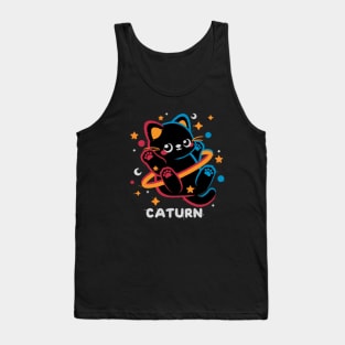 Caturn embroidery patch Tank Top